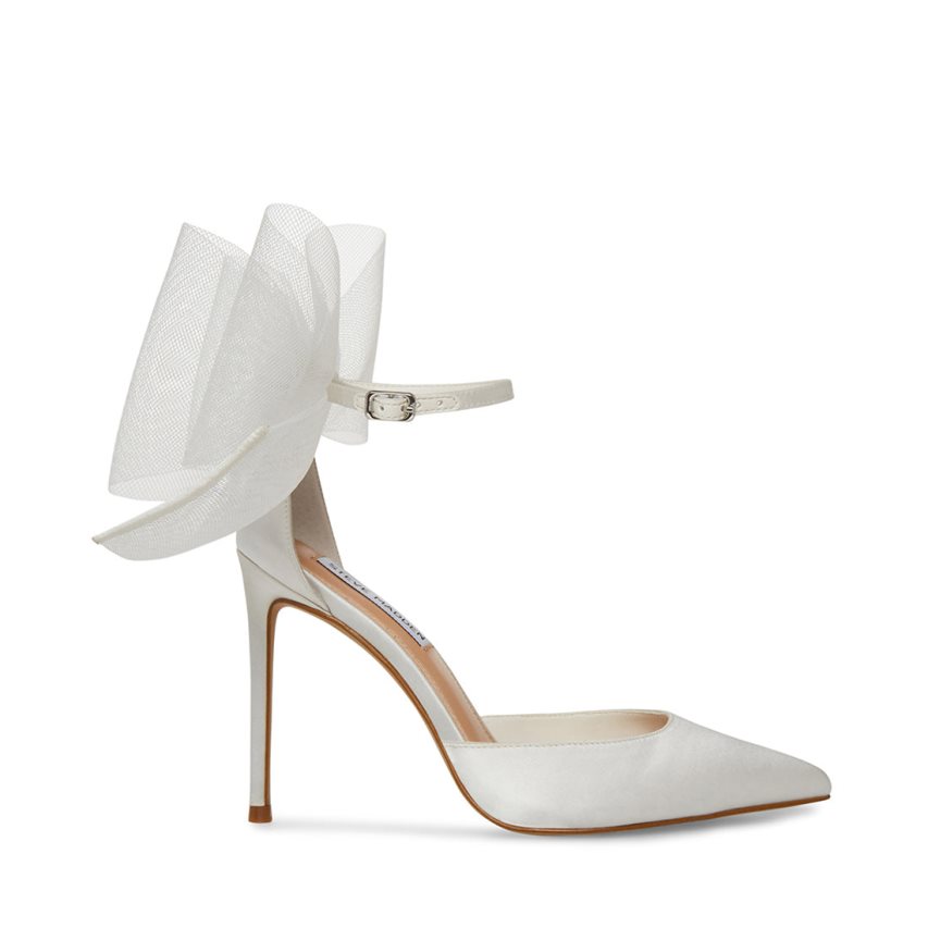 White Steve Madden Valenteen Satin Women\'s Heels | PH 5638VQE